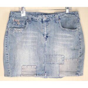 Vintage Bubblegum USA Denim Mini Skirt Patchwork Y2K Light Wash Women's Size 16